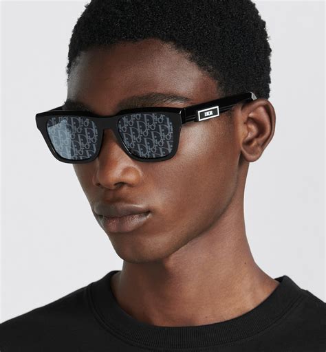 DiorB23 S1I Black Rectangular Sunglasses 